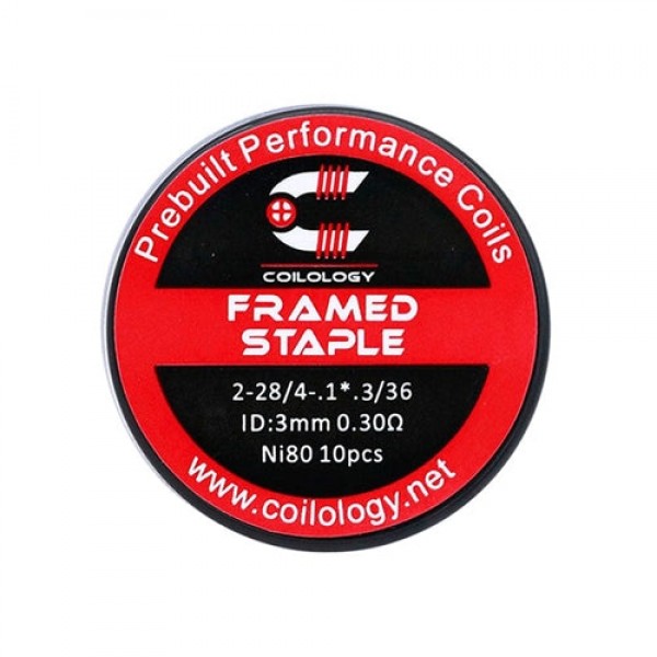 10pcs Coilology Ni80 Framed Staple Prebuilt Coil 2-28/4.1*.3/36 (0.3ohm)